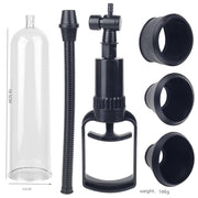 Essentials – Pompe à pénis avec manchons – 21 cm – Transparent/Noir-Erotiekvoordeel.nl