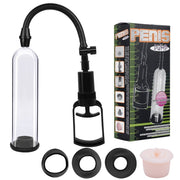 Essentials – Pompe à pénis avec manchons – 21 cm – Transparent/Noir-Erotiekvoordeel.nl