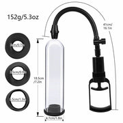 Essentials – Pompe à pénis avec manchons – 21 cm – Transparent/Noir-Erotiekvoordeel.nl