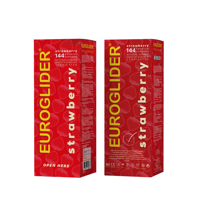 Euroglider Strawberry - Strawberry-Flavored Condoms - 144 pieces - Erotiekvoordeel.nl
