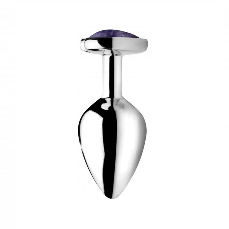 Fixxx - Aluminium Buttplug met Hartvormige Siersteen Amethyst - 3 maten-Erotiekvoordeel.nl