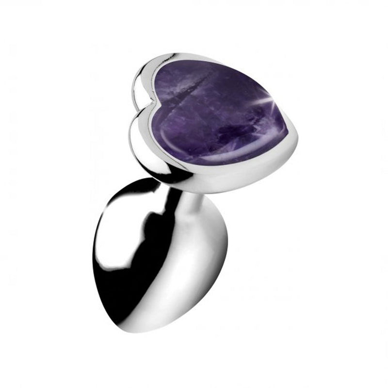 Fixxx - Aluminium Buttplug met Hartvormige Siersteen Amethyst - 3 maten-Erotiekvoordeel.nl