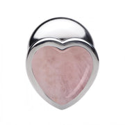 Fixxx - Aluminium Buttplug met Hartvormige Siersteen - Rose Quartz - 3 maten-Erotiekvoordeel.nl