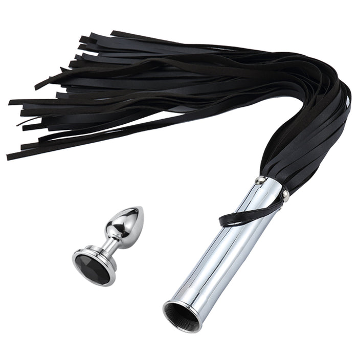 Fixxx - Aluminium Flogger met Verborgen Buttplug - Zwart-Erotiekvoordeel.nl