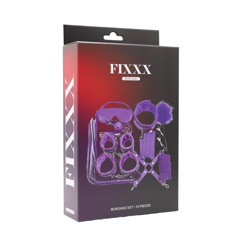Fixxx - Set de ataduras BDSM - Forrado con piel - Morado - Erotiekvoordeel.nl