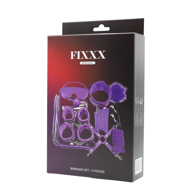 Fixxx - Set de ataduras BDSM - Forrado con piel - Morado-Erotiekvoordeel.nl