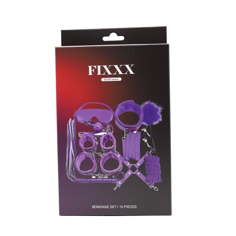 Fixxx - Set de ataduras BDSM - Forrado con piel - Morado-Erotiekvoordeel.nl