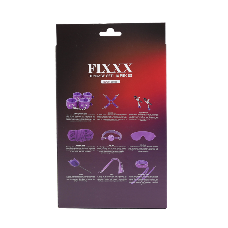 Fixxx - Set de ataduras BDSM - Forrado con piel - Morado-Erotiekvoordeel.nl