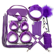 Fixxx - Set de ataduras BDSM - Forrado con piel - Morado-Erotiekvoordeel.nl