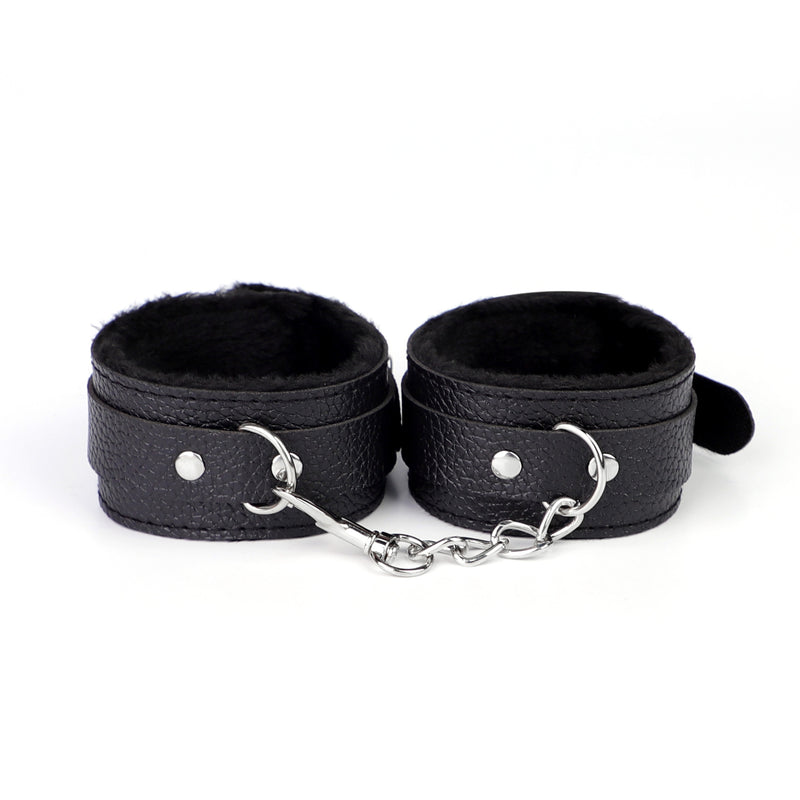 Fixxx - Kit de bondage BDSM - Doublé de fourrure - Noir-Erotiekvoordeel.nl