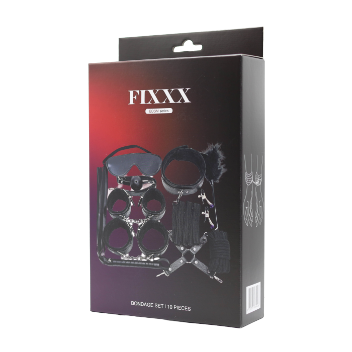 Fixxx - Kit de bondage BDSM - Doublé de fourrure - Noir - Erotiekvoordeel.nl
