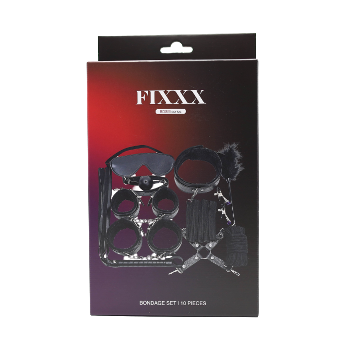 Fixxx - Kit de bondage BDSM - Doublé de fourrure - Noir - Erotiekvoordeel.nl