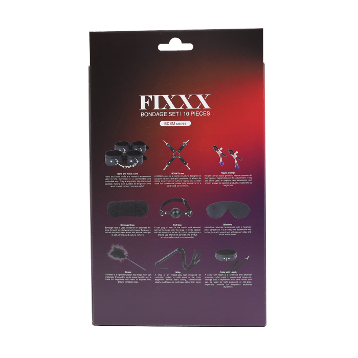 Fixxx - Kit de bondage BDSM - Doublé de fourrure - Noir - Erotiekvoordeel.nl