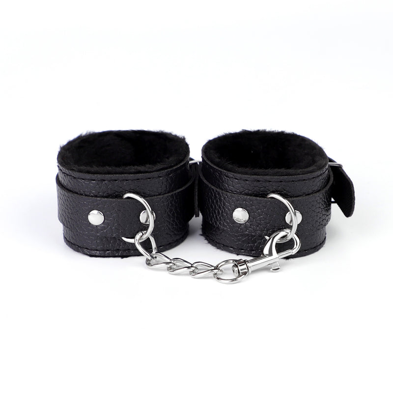 Fixxx - Kit de bondage BDSM - Doublé de fourrure - Noir-Erotiekvoordeel.nl