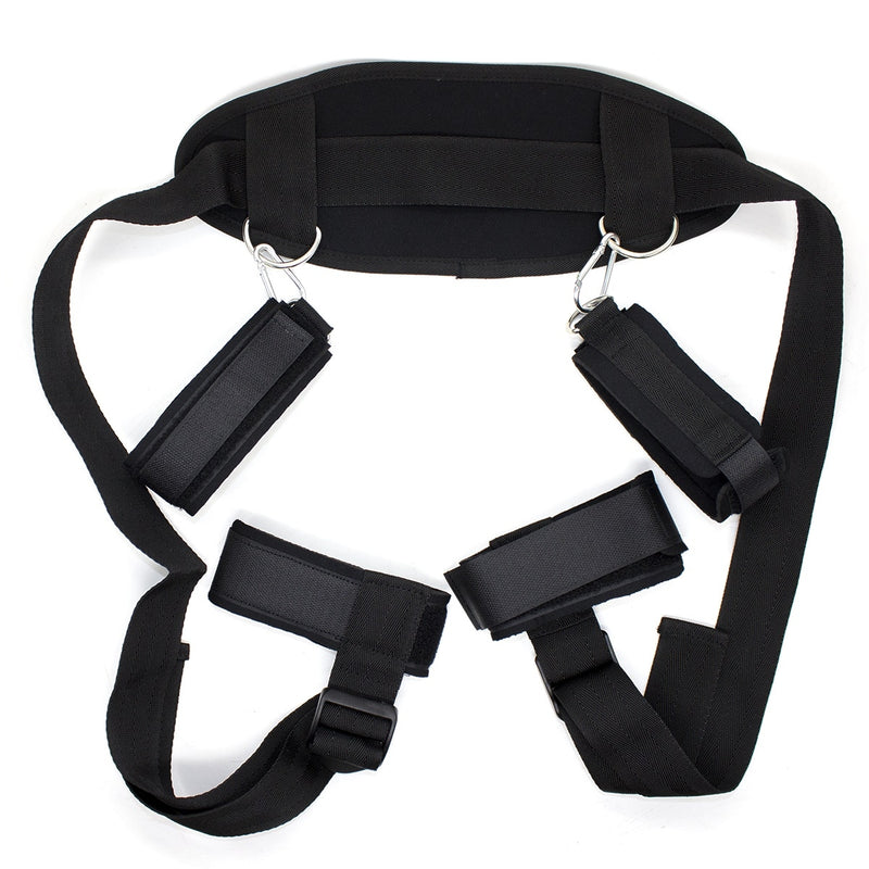 Fixxx - Set de bondage con correas de separación y grilletes para los pies - Negro-Erotiekvoordeel.nl