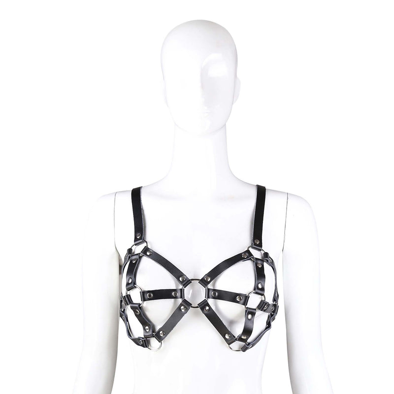 Fixxx - Fetish BH-Harnasje - PU-Leer - One Size - Zwart-Erotiekvoordeel.nl