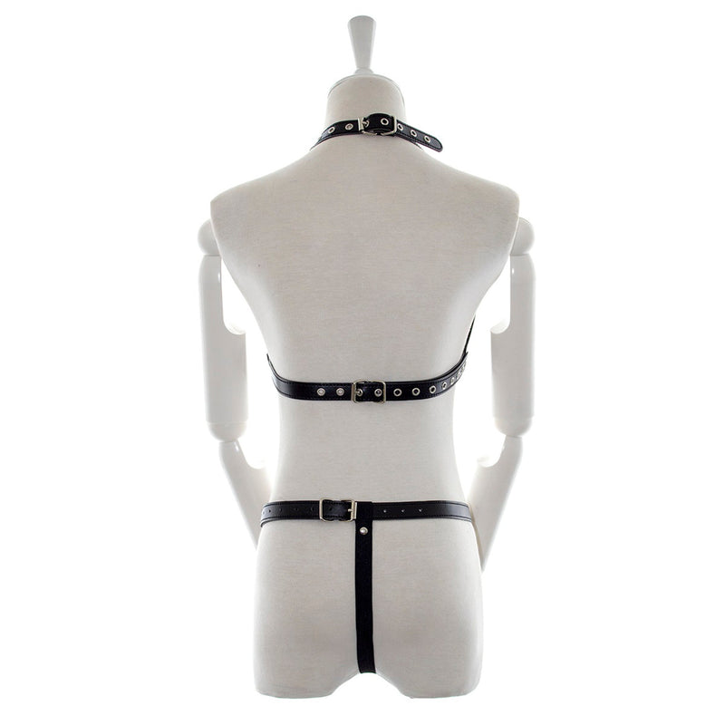 Fixxx - Fetish BH en Slipje - Set Nr. 1 - PU-Leer - One Size - Zwart-Erotiekvoordeel.nl