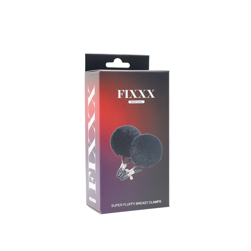 Fixxx - Fluffy Pompom Tepelklemmen - Zwart-Erotiekvoordeel.nl