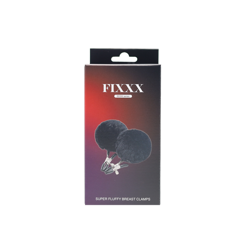 Fixxx - Fluffy Pompom Tepelklemmen - Zwart-Erotiekvoordeel.nl
