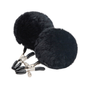 Fixxx - Fluffy Pompom Tepelklemmen - Zwart-Erotiekvoordeel.nl