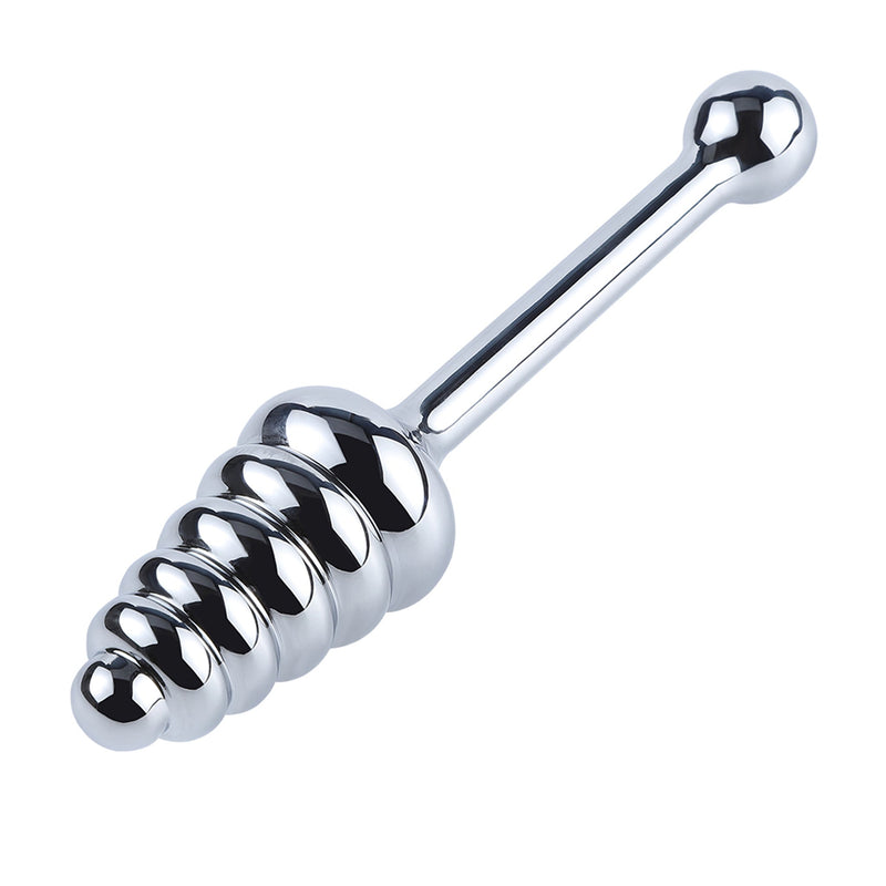 Fixxx - Geribbelde Aluminium Buttplug Poker met Handvat - Zilver-Erotiekvoordeel.nl