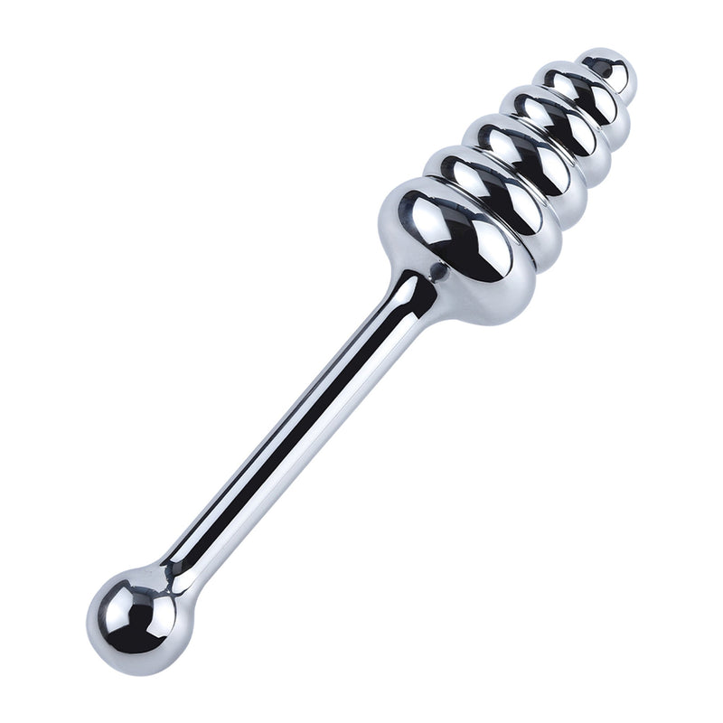 Fixxx - Geribbelde Aluminium Buttplug Poker met Handvat - Zilver-Erotiekvoordeel.nl