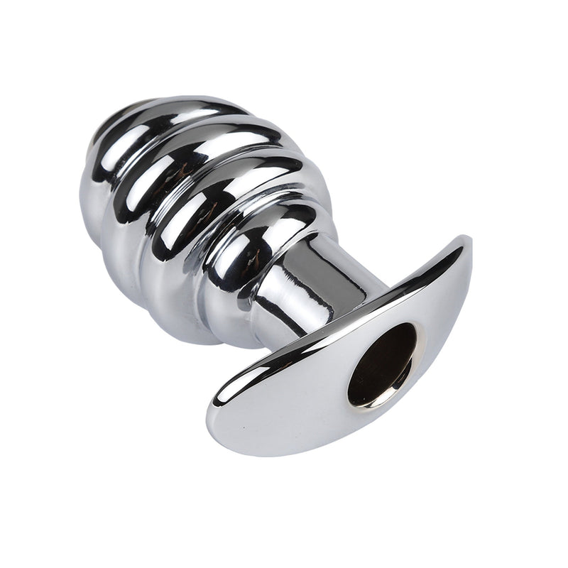 Fixxx - Geribbelde Holle Buttplug - Aluminium - Zilver-Erotiekvoordeel.nl