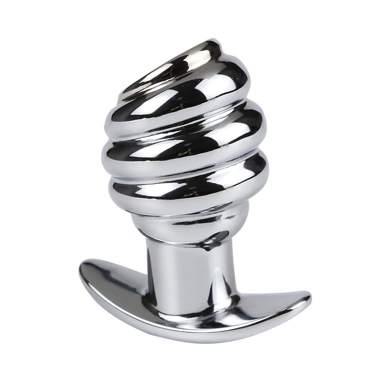 Fixxx - Geribbelde Holle Buttplug - Aluminium - Zilver-Erotiekvoordeel.nl