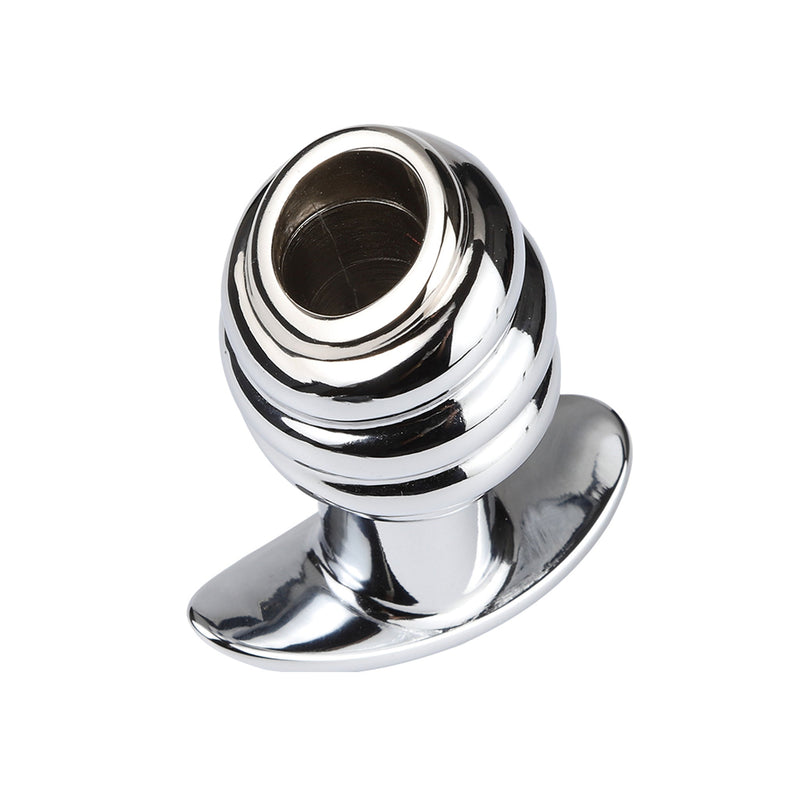 Fixxx - Geribbelde Holle Buttplug - Aluminium - Zilver-Erotiekvoordeel.nl