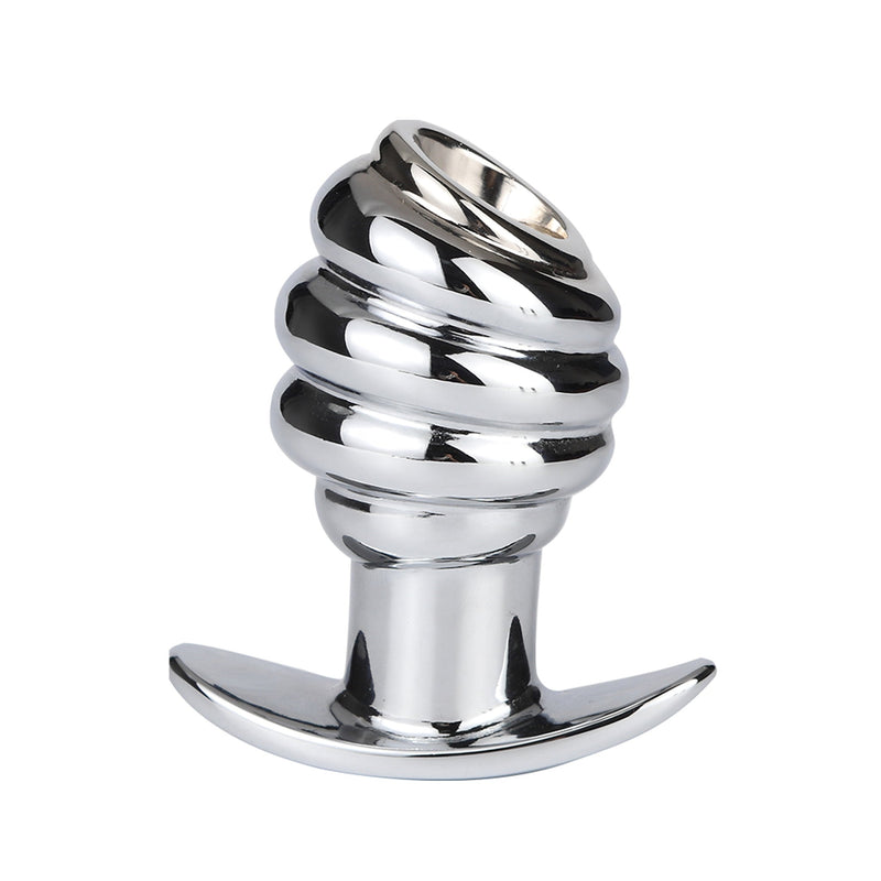Fixxx - Geribbelde Holle Buttplug - Aluminium - Zilver-Erotiekvoordeel.nl