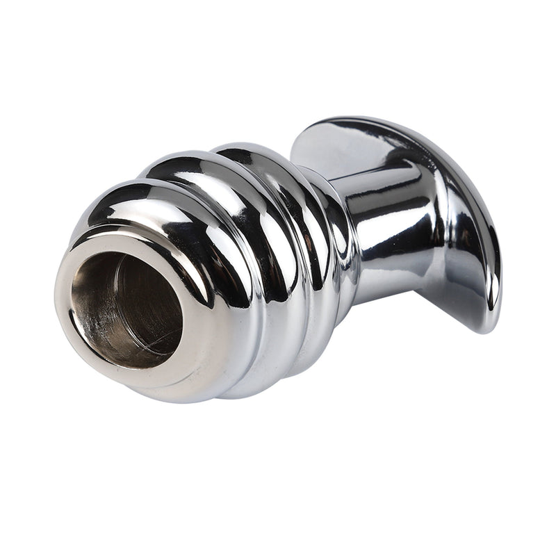 Fixxx - Geribbelde Holle Buttplug - Aluminium - Zilver-Erotiekvoordeel.nl