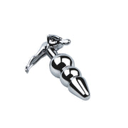 Fixxx - Geribbelde RVS Buttplug met Handvat in de vorm van een Mensenfiguur-Erotiekvoordeel.nl