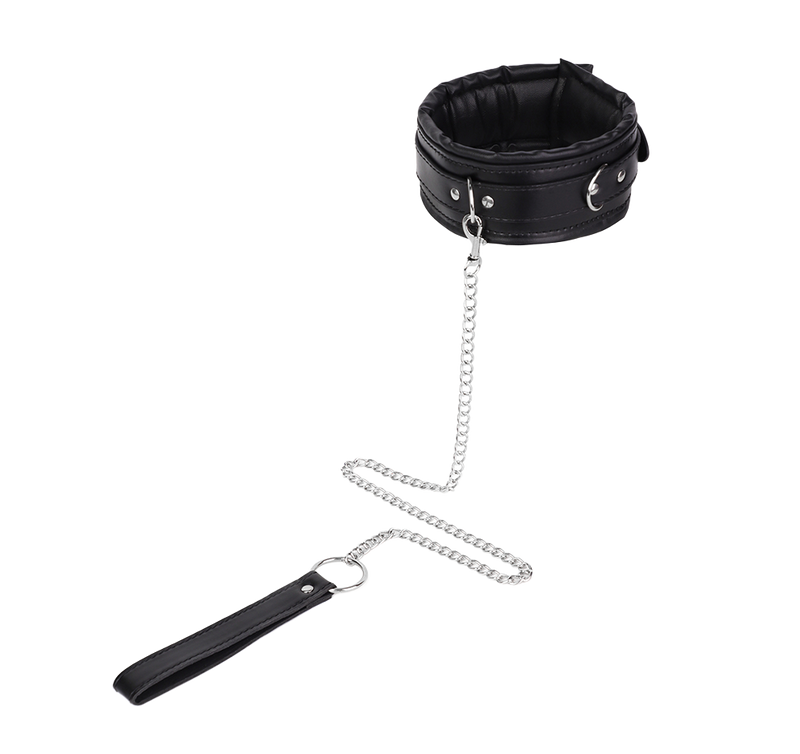 Fixxx - Gevoerde Collar met Leiband - Zwart-Erotiekvoordeel.nl