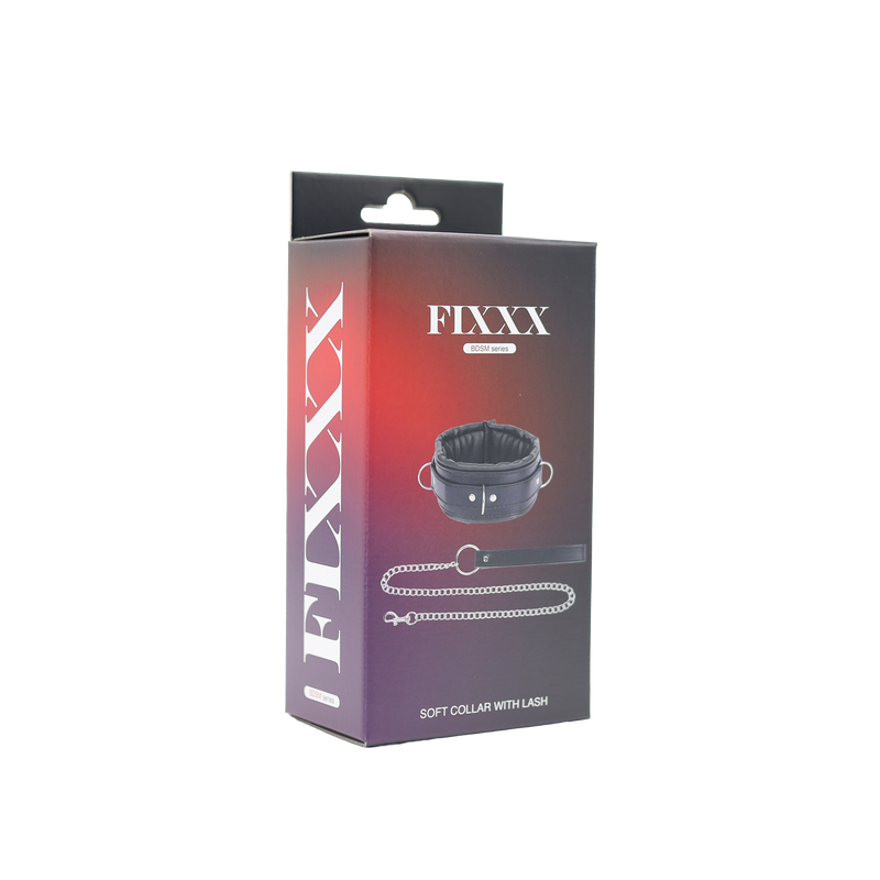 Fixxx - Gevoerde Collar met Leiband - Zwart-Erotiekvoordeel.nl