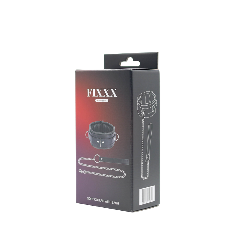 Fixxx - Gevoerde Collar met Leiband - Zwart-Erotiekvoordeel.nl