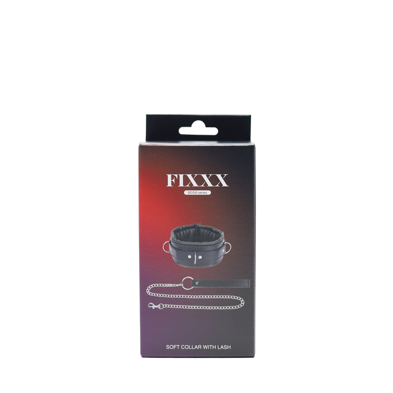 Fixxx - Gevoerde Collar met Leiband - Zwart-Erotiekvoordeel.nl