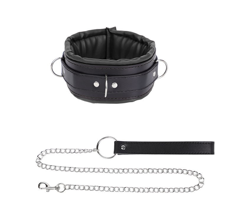 Fixxx - Gevoerde Collar met Leiband - Zwart-Erotiekvoordeel.nl
