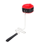 Fixxx - Gevoerde Collar met Leiband - Zwart/Rood-Erotiekvoordeel.nl