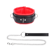 Fixxx - Gevoerde Collar met Leiband - Zwart/Rood-Erotiekvoordeel.nl