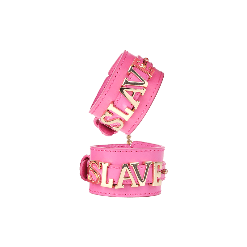 Fixxx - Kajdanki Z Złotymi Literami - SLAVE - Różowe - Erotiekvoordeel.nl