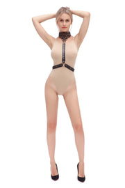 Fixxx - Harnasje met collar - PU-Leder - Verstelbaar - One Size - Zwart-Erotiekvoordeel.nl