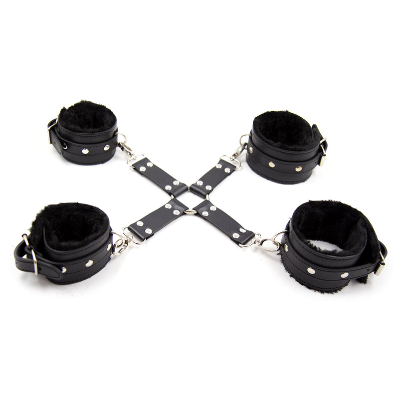 Fixxx - Hogtie Bondageset met Pluche Gevoerde Boeien - Zwart-Erotiekvoordeel.nl