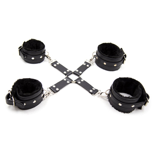 Fixxx - Hogtie Bondageset met Pluche Gevoerde Boeien - Zwart-Erotiekvoordeel.nl