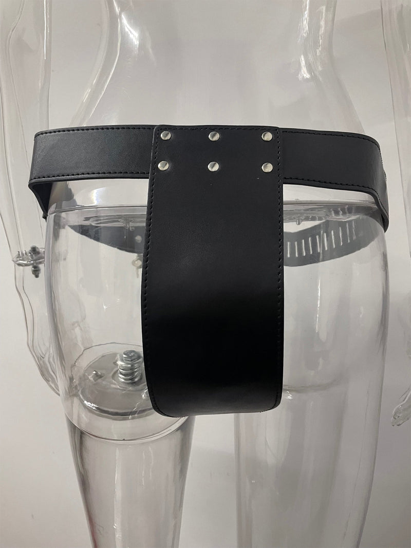 Fixxx - Kuisheidsgordel Heren - Opening Achterzijde - PU Leer - One Size - Zwart-Erotiekvoordeel.nl