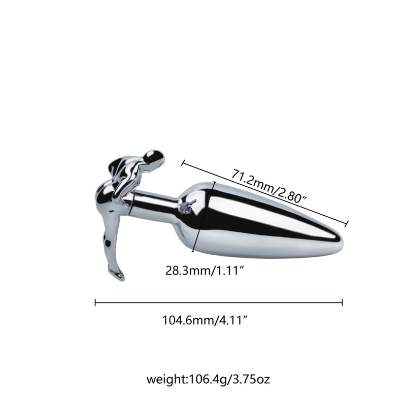 Fixxx - Lange RVS Buttplug met Handvat in de vorm van een mens-Erotiekvoordeel.nl