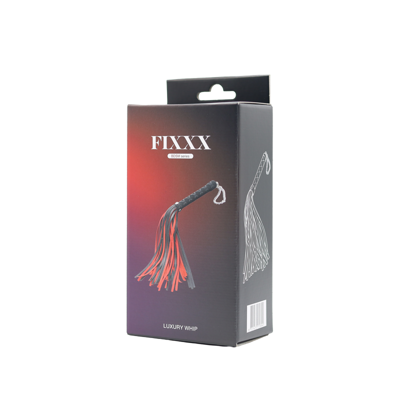 Fixxx - Luxe Flogger - Kunstleer - Zwart/Rood-Erotiekvoordeel.nl