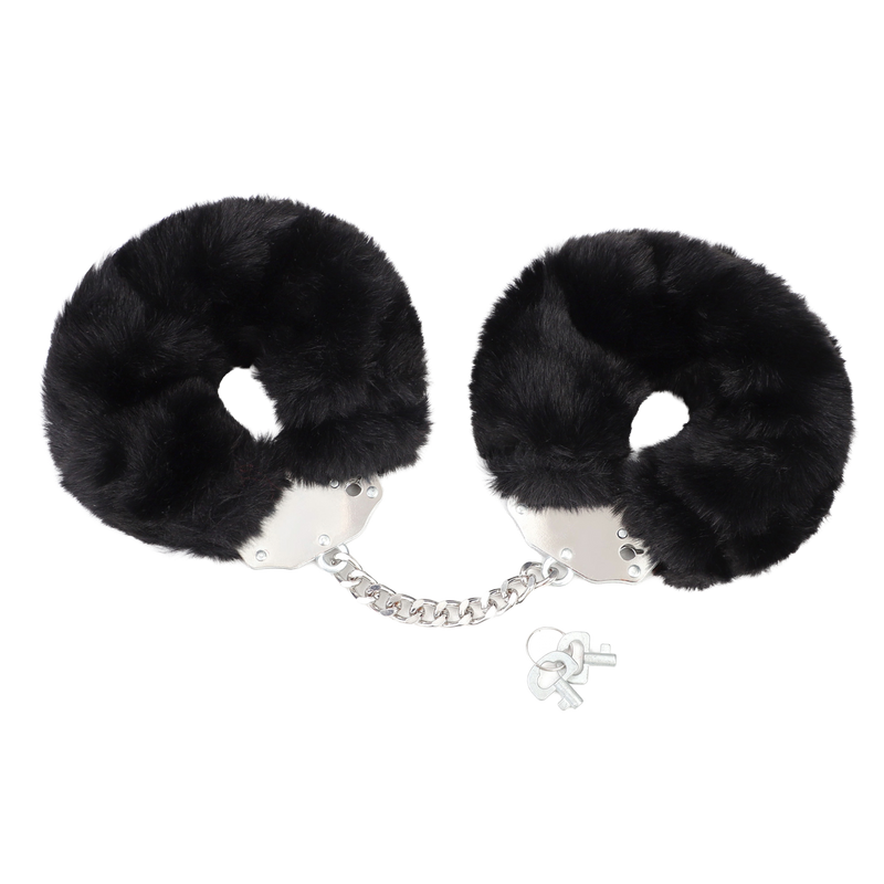Fixxx - Super Fluffy Handboeien met Bont - Zwart-Erotiekvoordeel.nl