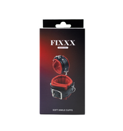 Fixxx - Esposas para tobillos con acolchado suave - Cuero PU - Negro/Rojo-Erotiekvoordeel.nl