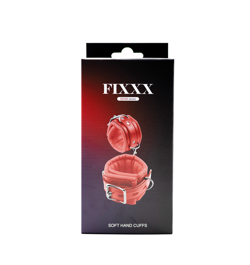 Fixxx - Menottes de poignet rembourrées - Cuir PU - Rouge-Erotiekvoordeel.nl