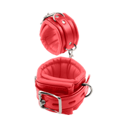 Fixxx - Menottes rembourrées - Cuir PU - Rouge-Erotiekvoordeel.nl